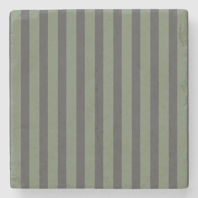 Posavasos De Piedra Olive Green Tick Striped Modern (Anverso)