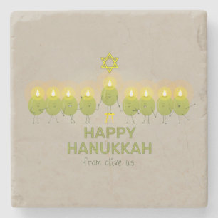 Posavasos De Piedra Olive Hanukkah Menorah