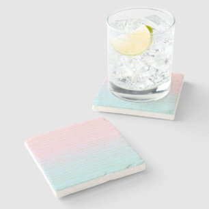 Posavasos De Piedra Ombre azul rosado con líneas de oro