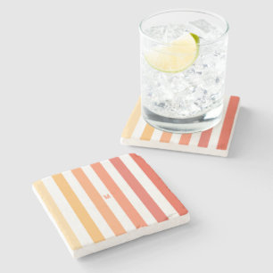 Posavasos De Piedra Ombre Beach Sunrise Stripe y Monograma Personaliza
