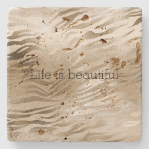 Posavasos De Piedra Ombre de impresión de zebra dorada