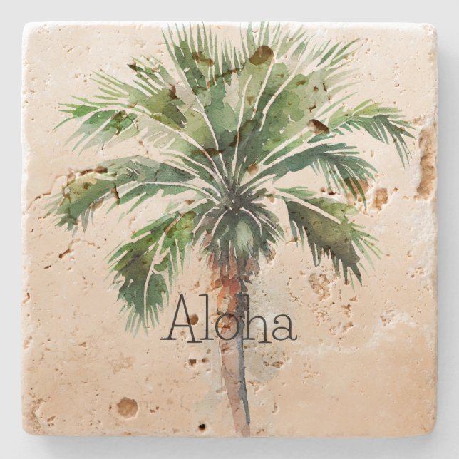 Posavasos De Piedra Ombre de palmera tropical (Anverso)