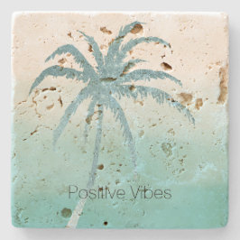 Posavasos De Piedra Ombre de palmera tropical Glam Aqua     
