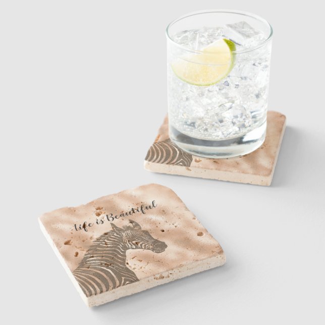 Posavasos De Piedra Ombre de Rubor de cebra marrón (Lateral)