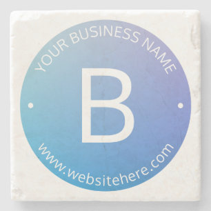 Posavasos De Piedra Ombre degradado de azul y púrpura con texto editab