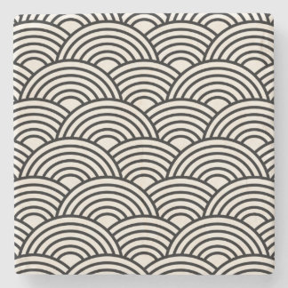 Posavasos De Piedra Onda Japonesa Seigaiha Blanco Negro Y Crema