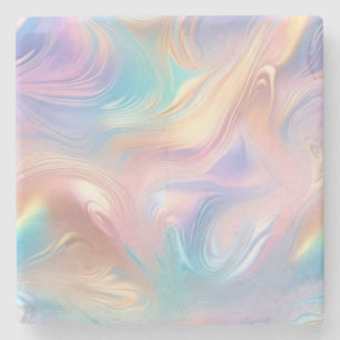 Posavasos De Piedra Ondas abstractas de color rosa pastel de moda amar