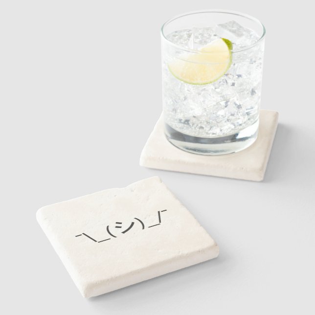 Posavasos De Piedra Oops Shrug Emoticon ¯\_(シ)_/ Ø Kaomoji japonés (Lateral)