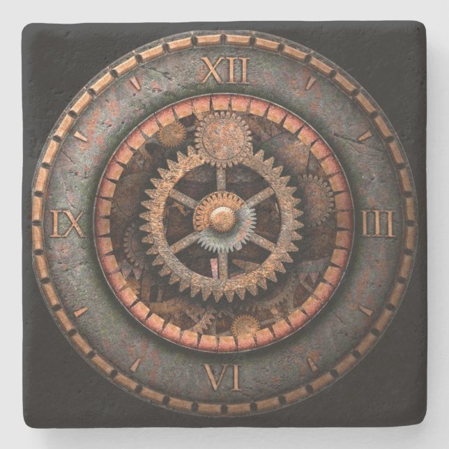 Posavasos De Piedra Opus Posh Steampunk Gears (Anverso)