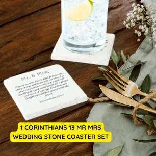 Posavasos De Piedra Oración de boda 1 Corintios 13 Sr Sra [Nuevo Nombr