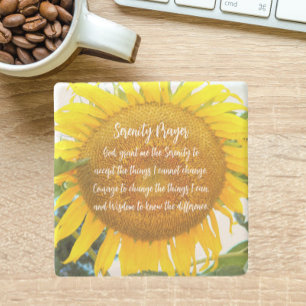 Posavasos De Piedra Oración de Serenity Floral de girasol amarillo