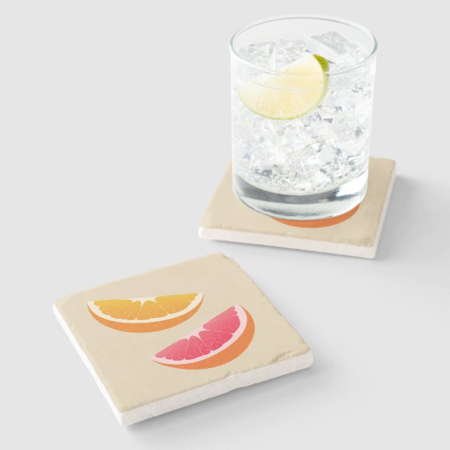 Posavasos De Piedra Orange & Grapefruit Citrus Stone Coaster (Lateral)