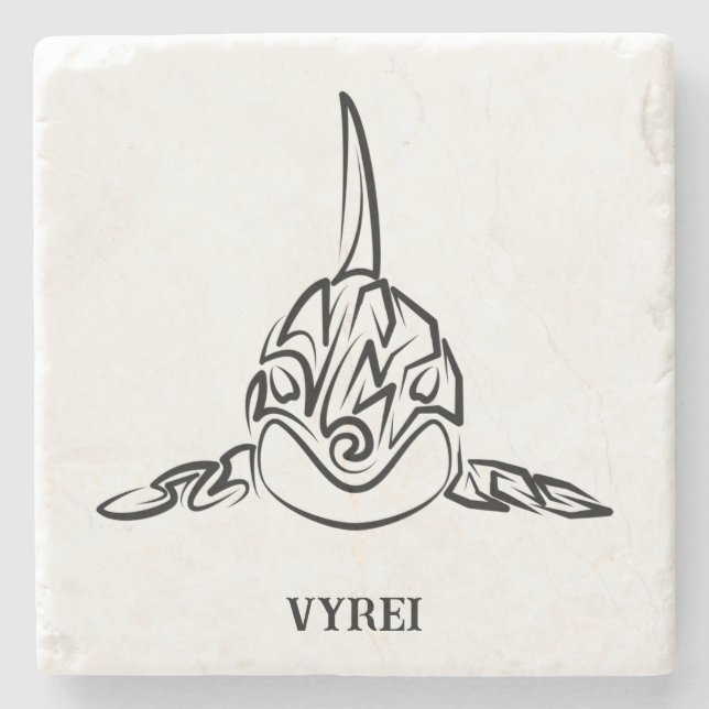 Posavasos De Piedra Orca tribal negra y blanca (Anverso)