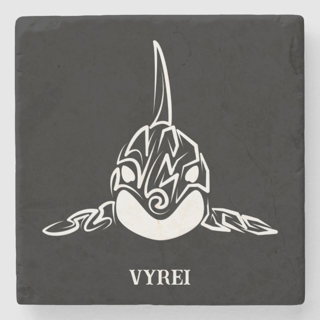 Posavasos De Piedra Orca tribal negra y blanca (Anverso)