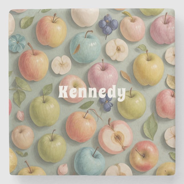 Posavasos De Piedra Orchard Whimsy: fruta pastel (Anverso)