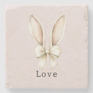 Posavasos De Piedra Orejas de conejo de Pascua con lazo de amor