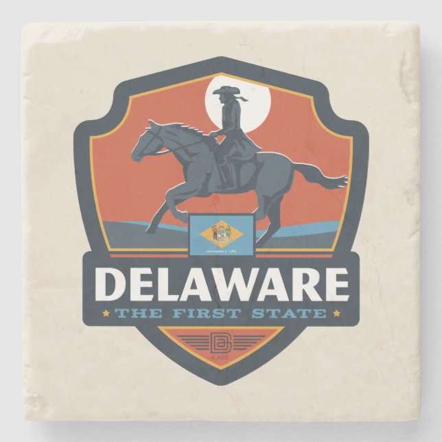 Posavasos De Piedra Orgullo del Estado| Delaware (Anverso)