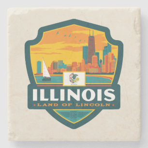 Posavasos De Piedra Orgullo del Estado Illinois