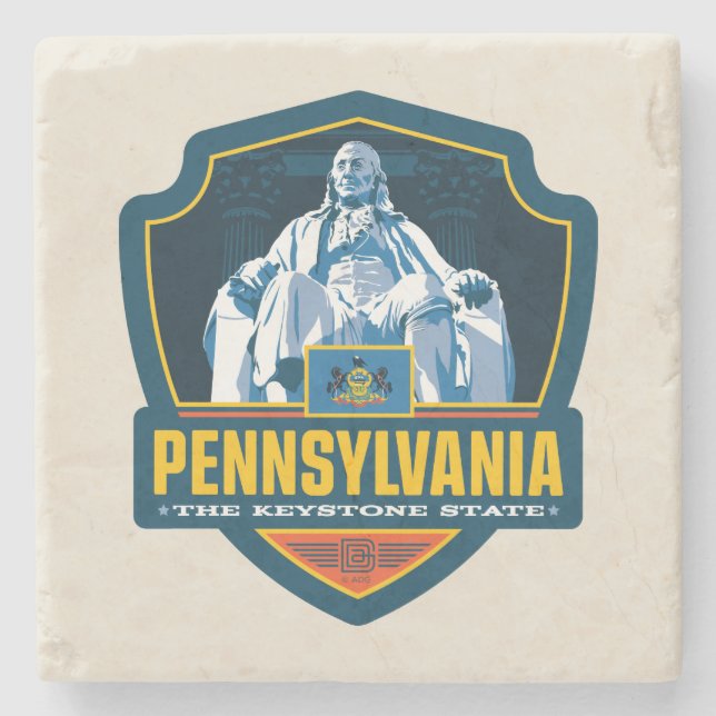 Posavasos De Piedra Orgullo del Estado | Pennsylvania (Anverso)