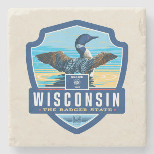 Posavasos De Piedra Orgullo del Estado  Wisconsin