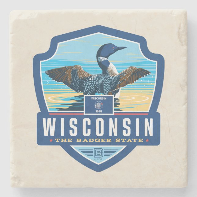 Posavasos De Piedra Orgullo del Estado| Wisconsin (Anverso)