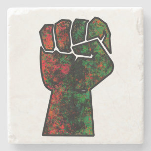 Posavasos De Piedra orgullo negro bandera panafricana roja verde puño 