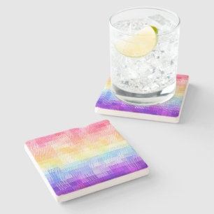 Posavasos De Piedra Orgullo Plaid Retro Boho Funky Quirky Xenogénero