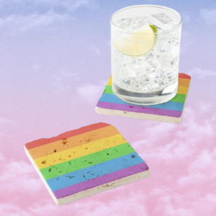 Posavasos De Piedra Orgullo Stonewall: Bandera del Arcoíris 