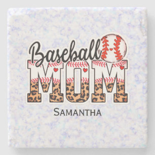 Posavasos De Piedra Orgullosa Madre De Béisbol: Entusiasta Del Día Del