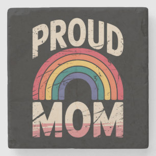 Posavasos De Piedra Orgullosa Mamá Arcoíris LGBTQ Orgullo Gay Aliada