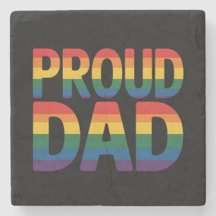 Posavasos De Piedra Orgulloso Papá Familia LGBTQ Orgullo Gay Aliado Ar