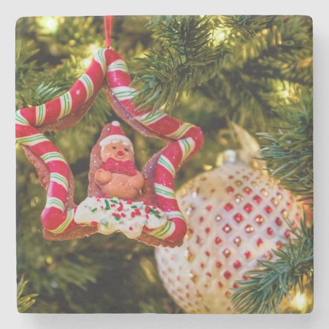 Posavasos De Piedra Ornamento de Navidad de Gingerbread (Anverso)