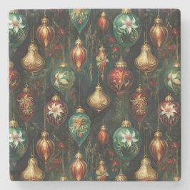 Posavasos De Piedra Ornamentos de oro verde rojo para navidades