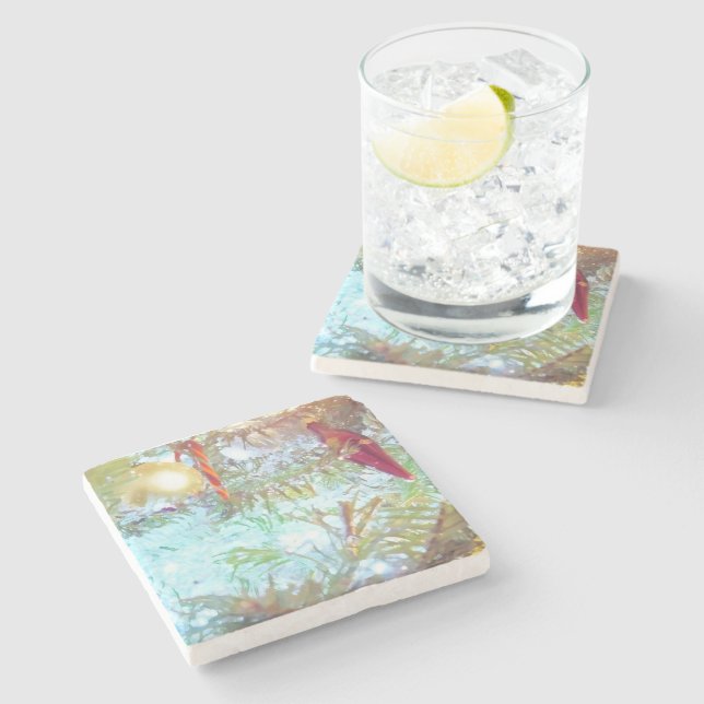 Posavasos De Piedra Ornamentos de vacaciones en la luz (Lateral)