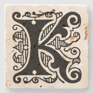 Posavasos De Piedra Ornate Monograma 'K'