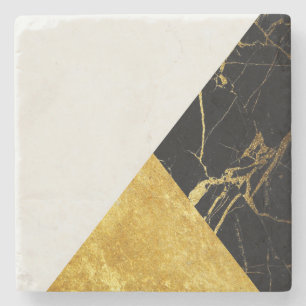 Posavasos De Piedra Oro blanco y práctico de costa de piedra de márm