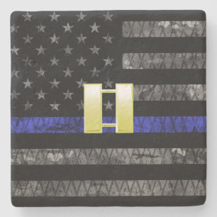 Posavasos De Piedra (Oro) Capitán Bandera de Línea Azul delgada con 