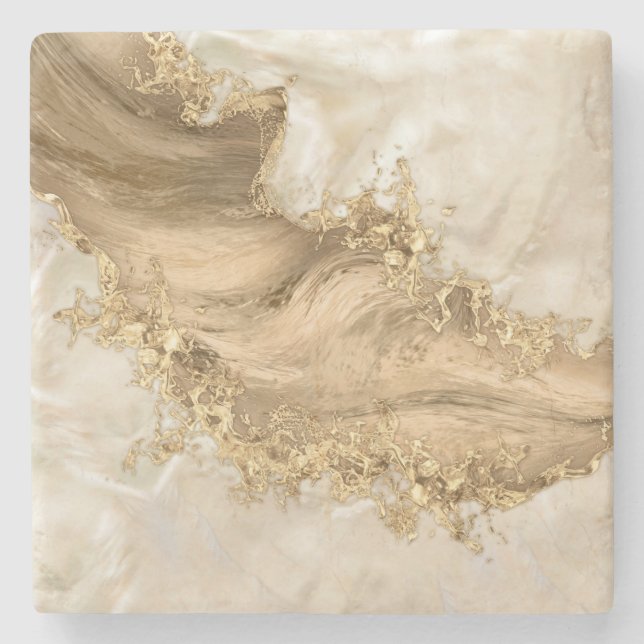 Posavasos De Piedra Oro y Perla - Plata y flujo (Anverso)