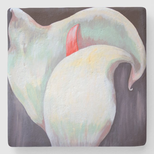 Posavasos De Piedra Orquídea Blanca De Marfil Con Hues De Limón Lilac (Anverso)