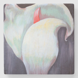 Posavasos De Piedra Orquídea Blanca De Marfil Con Hues De Limón Lilac