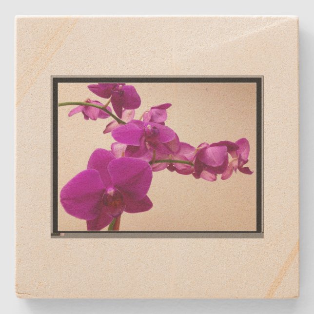 Posavasos De Piedra Orquídea rosa (Anverso)
