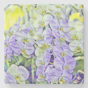 Posavasos De Piedra Orquídeas amarillas de color púrpura y suave color
