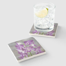 Posavasos De Piedra Orquídeas Púrpura Kauai Hawaii