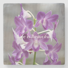 Posavasos De Piedra Orquídeas Púrpura Kauai Hawaii