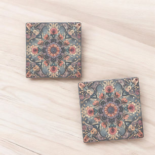 Posavasos De Piedra Oscuro Romance Borgoña Art Deco Verano Floral