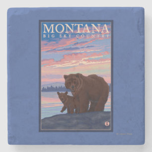 Posavasos De Piedra Oso de MontanaMomma y viaje del vintage de Cub