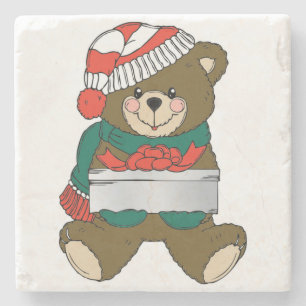 POSAVASOS DE PIEDRA OSO DE TEDDÍA "MERRY CHRISTMAS"