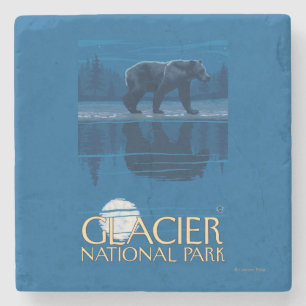 Posavasos De Piedra Oso en claro de luna - Parque Nacional Glacier, TA