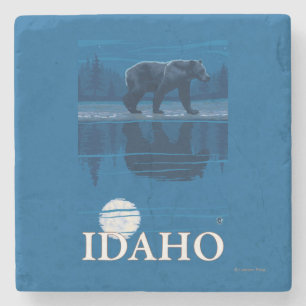 Posavasos De Piedra Oso en poster del viaje de MoonlightIdahoVintage