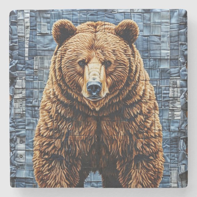 Posavasos De Piedra Oso grizzly (Anverso)